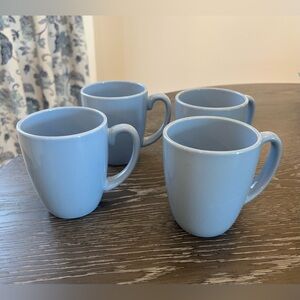 Vintage Corelle Coordinates Stoneware Sky Blue 4" Coffee Cups Mugs Lot of 4